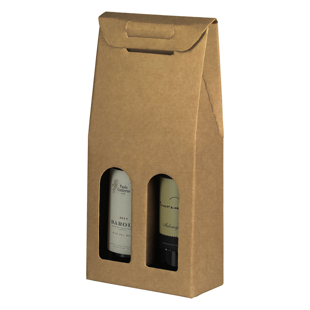 Troslojna samosklopiva poklon kutija za dve flaše